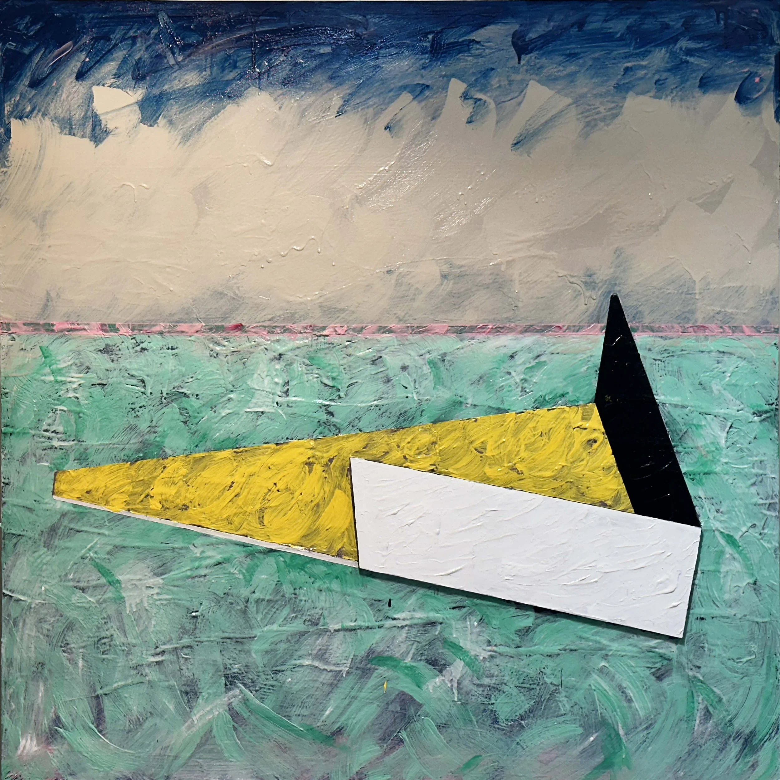 Title: A PREMATURE PROGNOSIS; Series: Health Worlds; Size: 48 x 48 inches; Med: Acrylic and foam core on canvas; Year: 2023