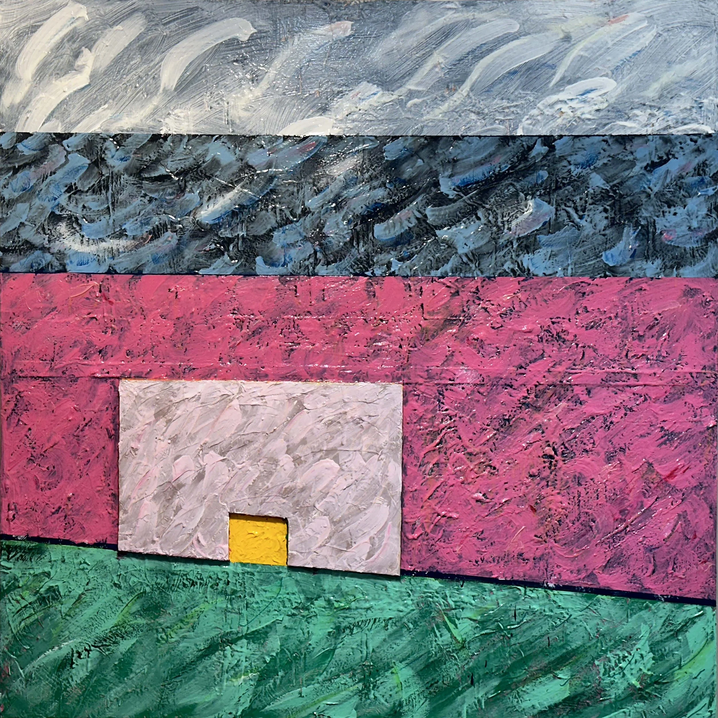 Title: THE HEALTHY MIND; Series: Health Worlds; Size: 48 x 48 inches; Med: Acrylic and foam core on canvas; Year: 2023