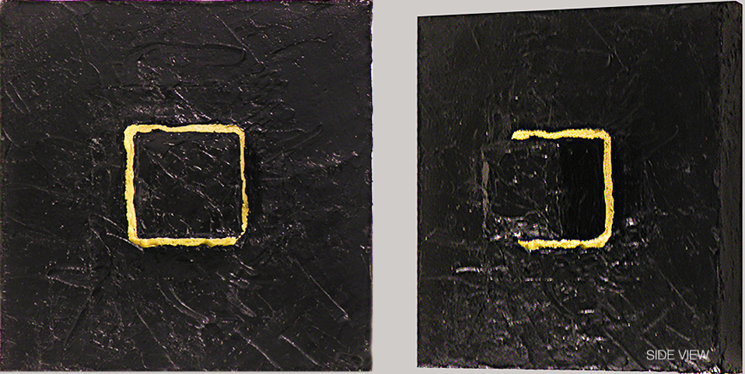 Title: TAR PITS OF SIDDIM, Aka, THE PANDEMIC Series: Cube Worlds; Size: 12 x 12 x 4.5 inches; Med: Oil, acrylic, chalking, balsa wood, on canvas; Year: 2012