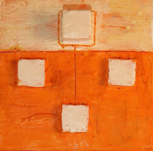 Title: UNDERWORLD; Series: Landscape Worlds; Size: 24 x 24 inches; Med: Oil and encaustic and balsa wood on canvas; Year: 2012